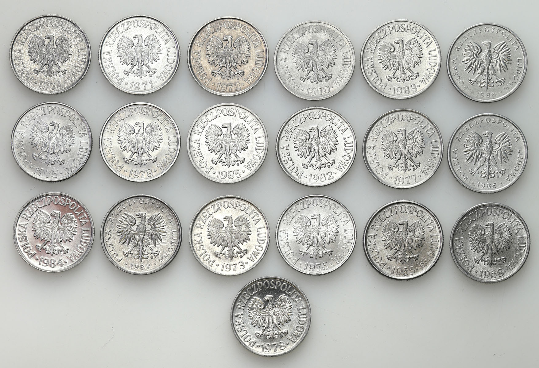 PRL. 50 groszy 1965-1987, zestaw 19 monet